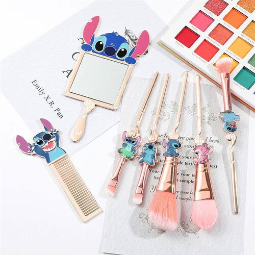 Super cute, Stitch makeup brush set, creative portable hand