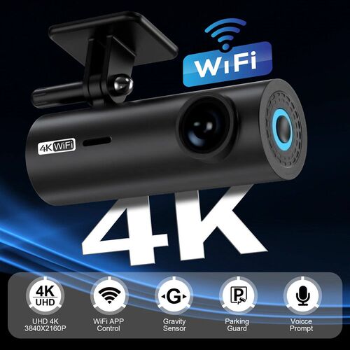 4K Car Dash Cam DVR Recorder Auto Recorder APP Control Black