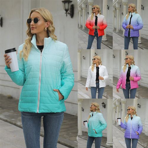 Autumn and Winter New Womens Cotton Coat Printed Long