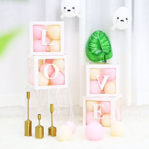 Transparent Name Box Wedding Balloon 1st Birthday Party