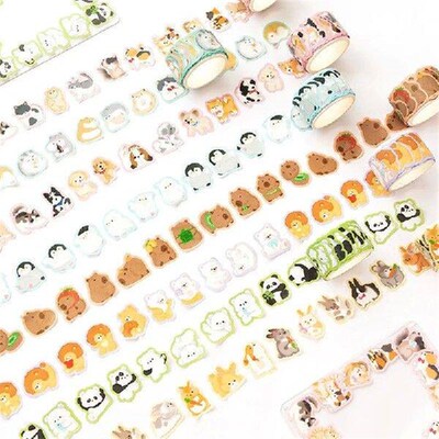 100Sheets Cartoon Graffiti Small Animals Decoration Tape