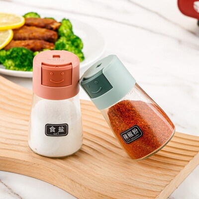 Kitchen Glass Flavoring Salt Control Shaker Press Type Quant