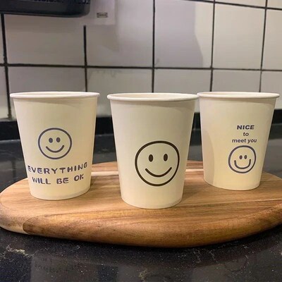 50pcs 250ml Disposable Paper Cups Thickened Home Coffee Milk