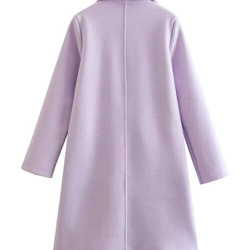 ZACK RAIN Women Fashion Open Front Woolen Coat Vintage