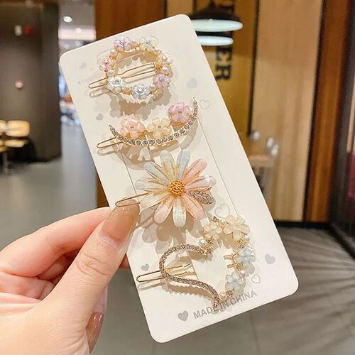 Pearl Hair Pin Girl Fairy Flower Moon Diamond Hairpin Hair C