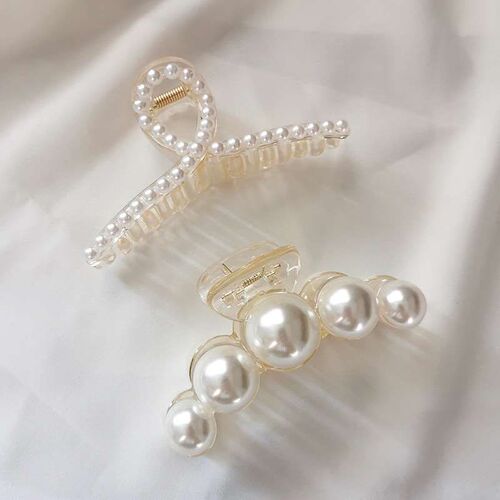 New Elegant Pearl Grab Clip Back Head Big Small Hair Grab El