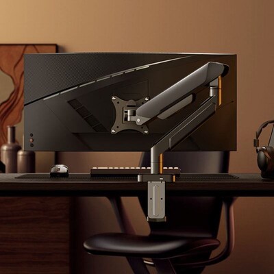 Computer monitor stand with elevated desktop rotatingdisplay