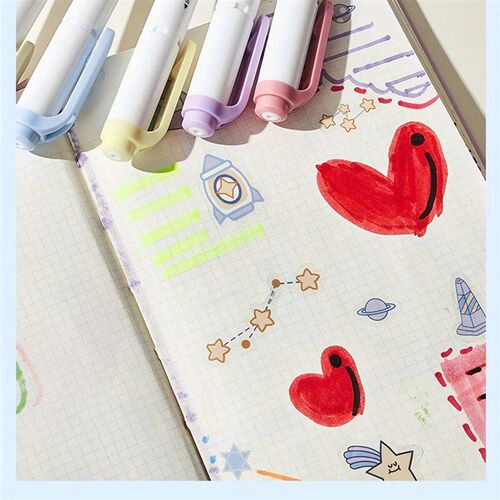 5 Colors Double Headed Highlighter Pen Set Fluorescent Drawi