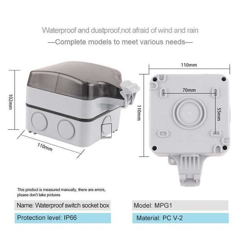 IP66 EU Stndrd lrge plug Wterproof Outdoor Wll Switch S