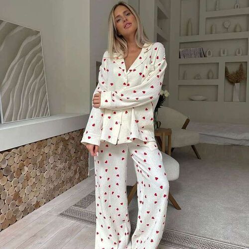 Autumn New Love Printed Comfortable Long-sleeved Trousers an