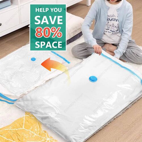 1-24Pc Reuable Vacuum Storage Sealing Bag with Hand Pump Cle