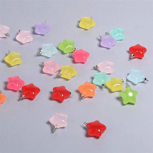 Colorful Star Charms Resin Candy Color Pendants Keychain Han