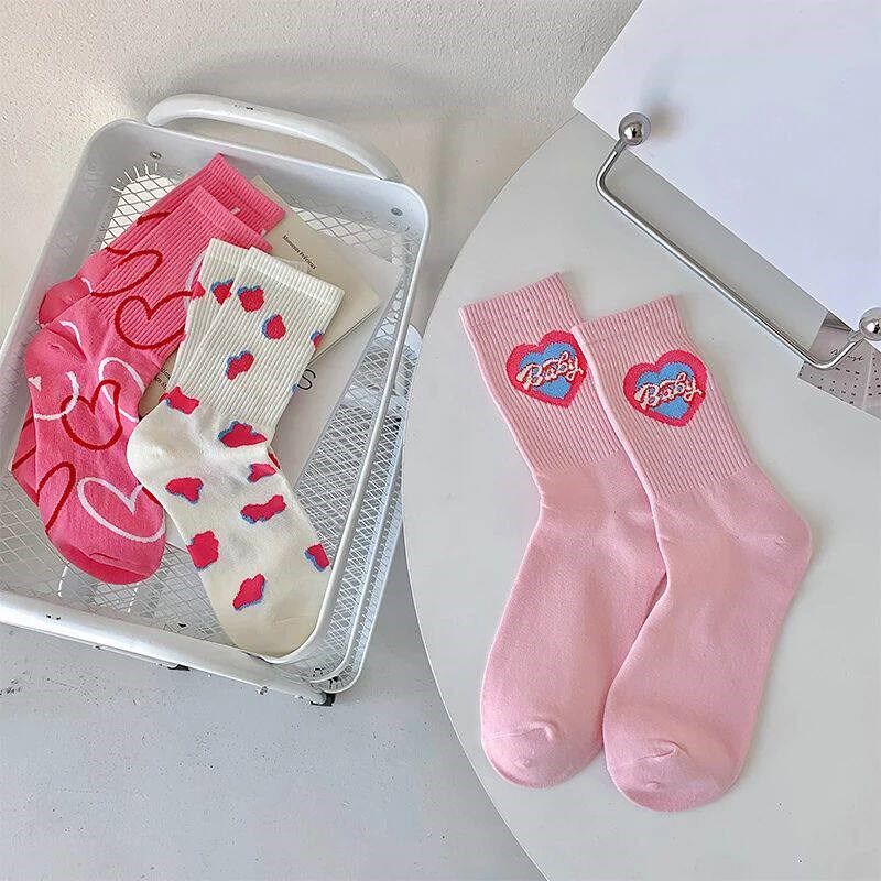 All-match Socks Love Flower Alphabet Pattern Sweet Girl High