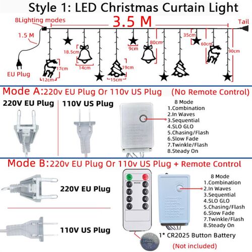 220V EU/110V US LED Christmas Lights Star Lamp Fairy Curtain