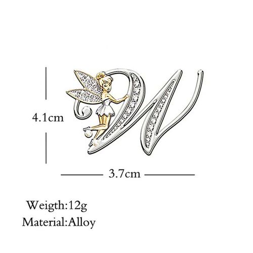 Alphabet A-Z Letter Lapel Pin Luxury Elf Angel Brooch Women