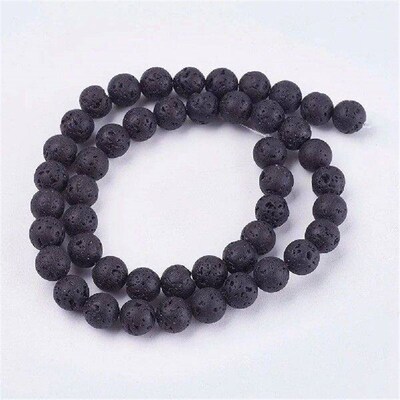 300PCS Black Loose Beads Natural Loose Beads Round Volcanic