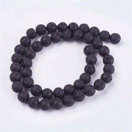 300PCS Black Loose Beads Natural Loose Beads Round Volcanic