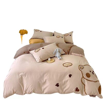 Cute Wash Tton Tton Bed Four-piece Set Tton Bedding Children