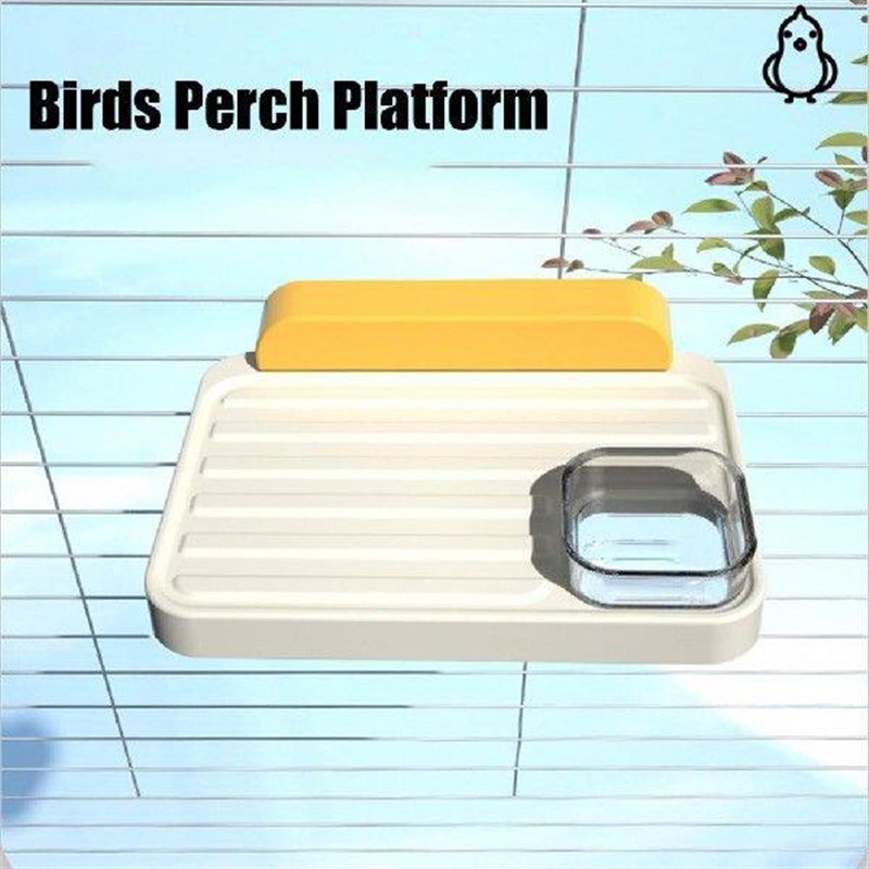 Pet S Chewing Toy Cage Food Bowl Set Plastic Parrot Perch - 实物图