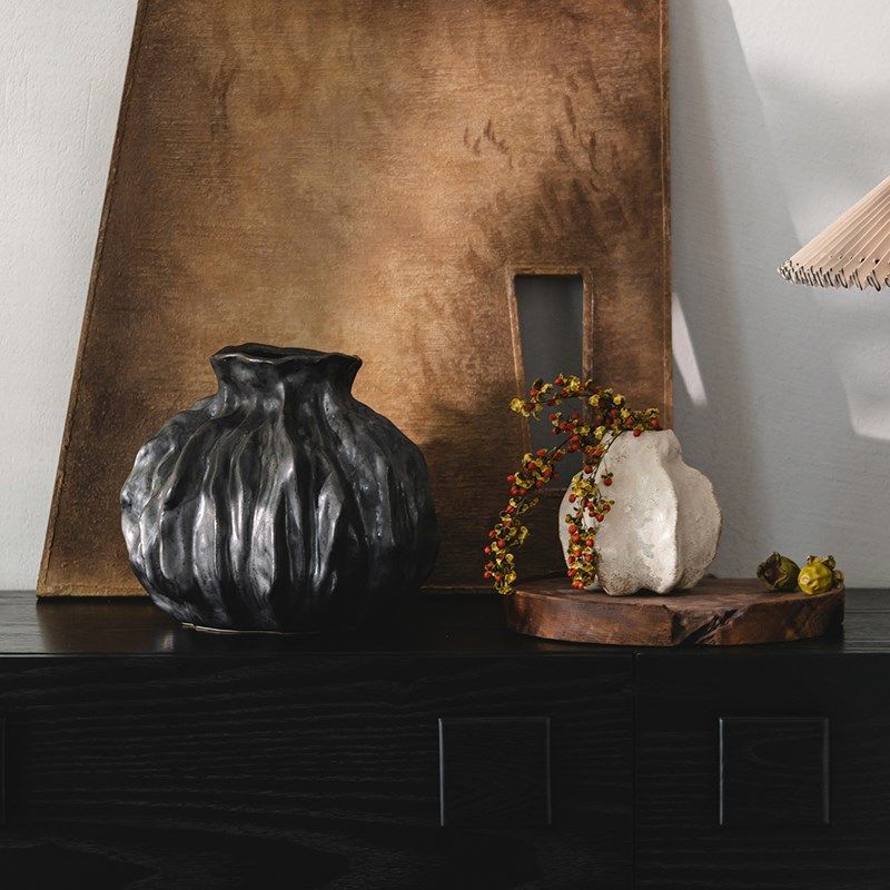 润家家居侘寂风陶瓷矮花瓶样板间高级感装饰摆件复古异形小花器,家居饰品,花瓶,淘宝优惠券,粉丝福利购,淘宝优惠卷