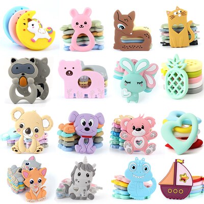 1pc Silicone Teether Cartoon Baby Teething Rod Kids Nursing