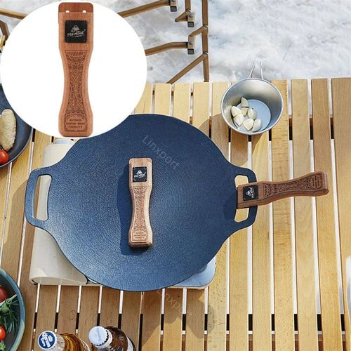 Outdoor Grill Pan Handle Anti-scalding Solid Wood Handle Bay