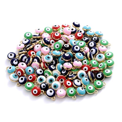 30Pcs/Lot 7x9mm Round Alloy Metal Drop Oil Pendant Charms Bl