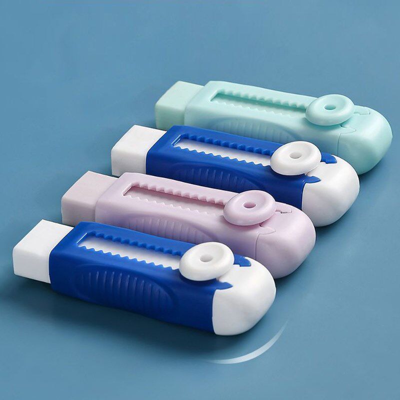 Colored Push Pull Erasers Sliding Retractable Rubber Pencil - 实物图