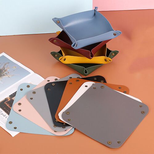 Cute Cat Shape Leather Storage Tray Dice Box Coin Desktop Je