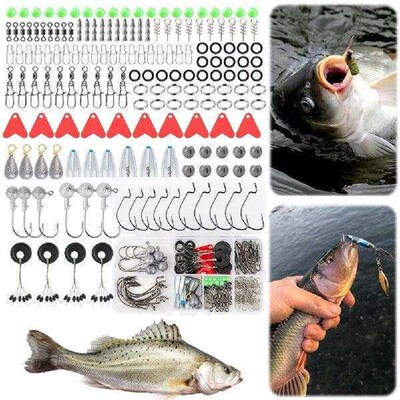 170pcs Fishing Accessories Kit with Fishing Box Fish Hooks