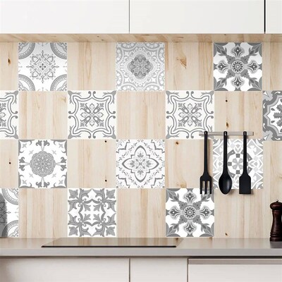 12PCS Gray Moroccan Wall Sticker Art Waterproof Vinyl Peel a