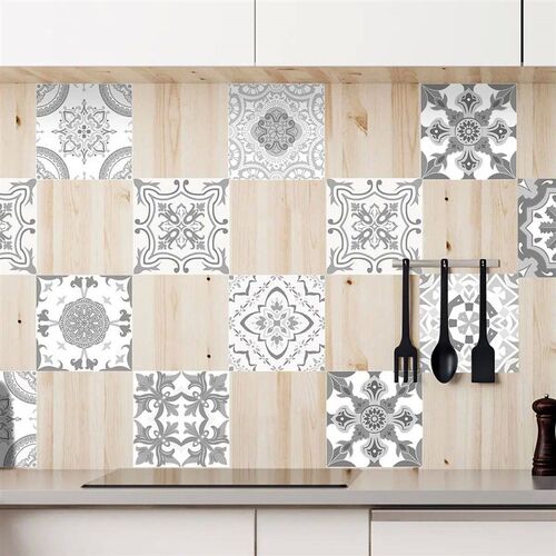 12PCS Gray Moroccan Wall Sticker Art Waterproof Vinyl Peel a