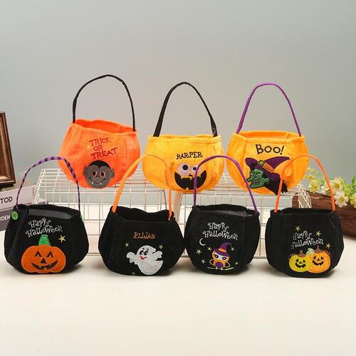 2pcs Halloween Decoration Handheld Pumpkin Bag万圣节南瓜袋