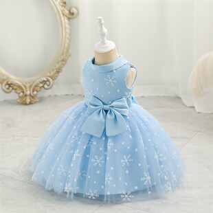Christmas Kid Girl Dress Snowflake Party Dress for Baby 1 Ye