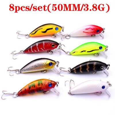 Mixed Colors Fishing Lure Kit Minnow Baits Set Wobbler Crank
