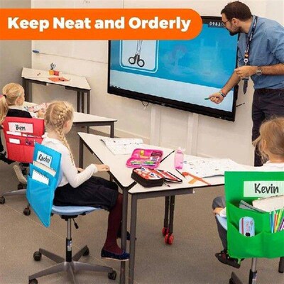 A85Q-12 Pack Chairback Buddy Pocket Chart, Chair Pockets