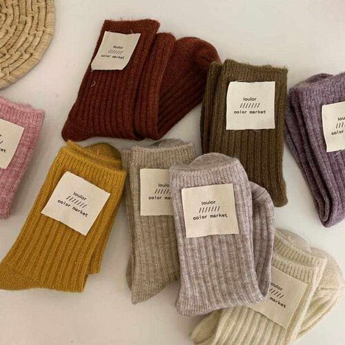 autumn winter girl socks warm scok women 女中筒潮纯色堆堆袜