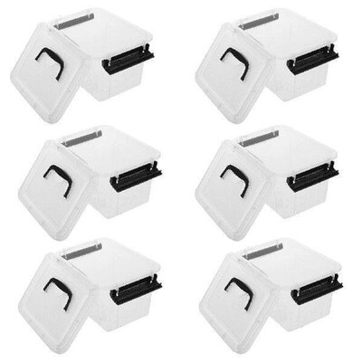 6 Pcs Plastic Storage Box Small Bins Large Containers with
