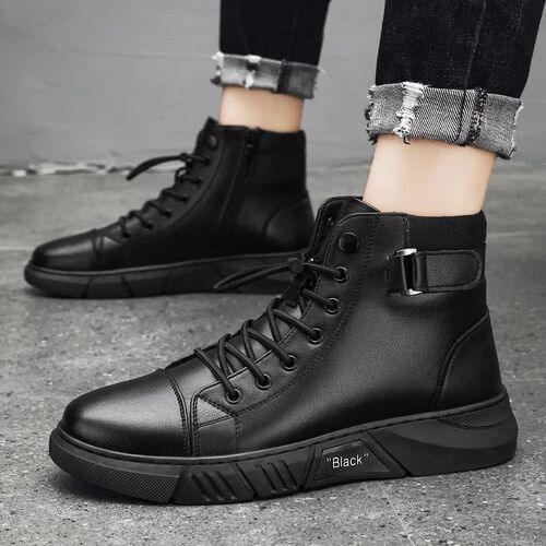 Mens Motorcycle Boots Comfortable Platform Boots Mens Outd