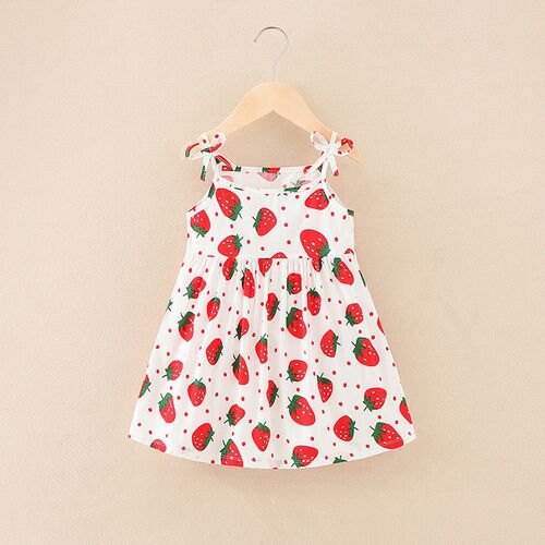 Girls Dress Summer 2022 Kids Sleeveless Flower Print Cute Dr