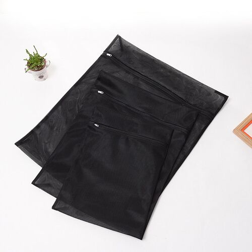 Black Clothes Washing Machine Laundry Bag With Zipper Nylon