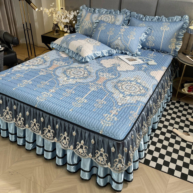 欧式可拆卸乳胶凉席三件可机洗床裙式床罩冰丝凉席夏季空调软席,床上用品,乳胶席,淘宝优惠券,粉丝福利购,淘宝优惠卷