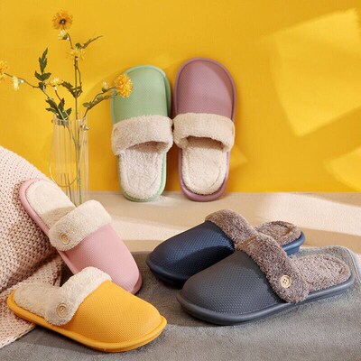 Warm Disassembly Couple Cotton Slippers For Womens Home Plu