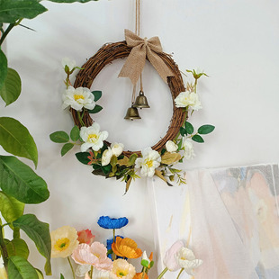 门挂装饰花墙壁挂件客厅藤编壁饰花器背景墙玄关门上花环装饰品