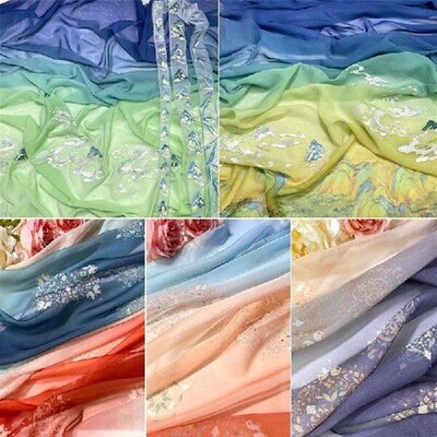 1M 30D Gradient Color Chiffon Fabric Classical Hanfu Fabric