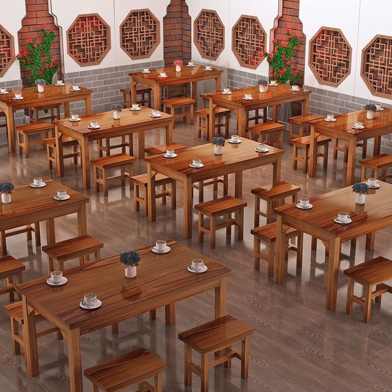 面馆桌椅饭店小吃店桌椅快餐桌椅实木餐馆食堂餐桌烧烤碳化桌,住宅家具,板木餐桌,淘宝优惠券,粉丝福利购,淘宝优惠卷