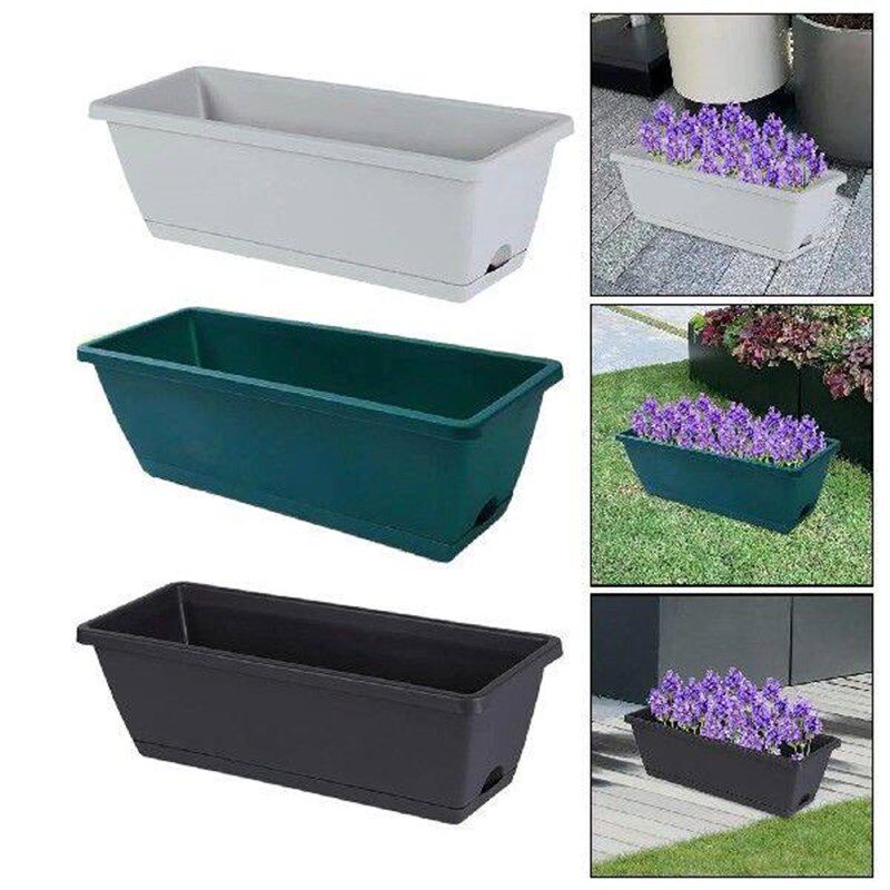 2x Window Box Planter Planter Boxes Rectangular Decoration - 实物图