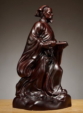 黑檀木雕鲁班祖师雕像鲁班雕塑人物雕刻摆件家居客厅公司装饰送礼