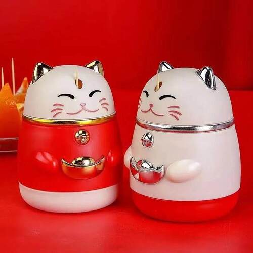 New Creative Fortune Cat Toothpick Holder, High-End Home Aut