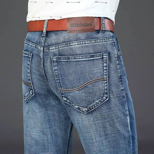 Wthinlee New Business Mens Jeans Casual Straight Sretch Fas